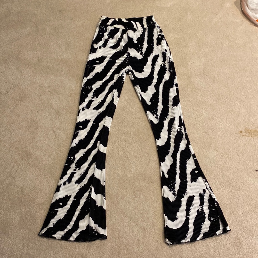 Black and white flare pants